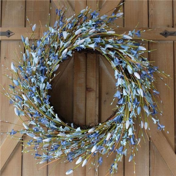 18inch Artificial Forsythia Flower Wreath, All Year Around Wreath for Front Door - Picture 4 of 7